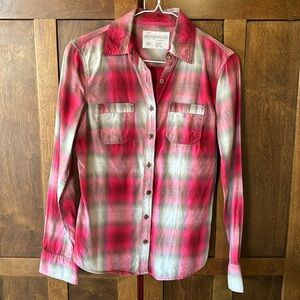 Aeropostale Long Sleeve, Button-down, Cotton Plaid Red Shirt -SM